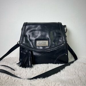 ⛓️Black and silver 90s Liz Claiborne fold over flap crossbody bag